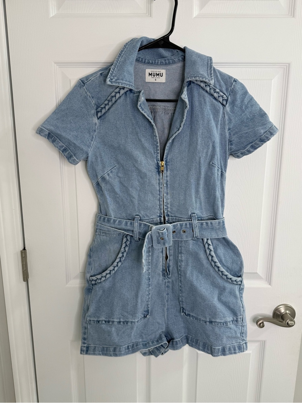 Show Me Your Mumu Outlaw Romper Light Tide Size Small denim western revolve - Picture 2 of 11